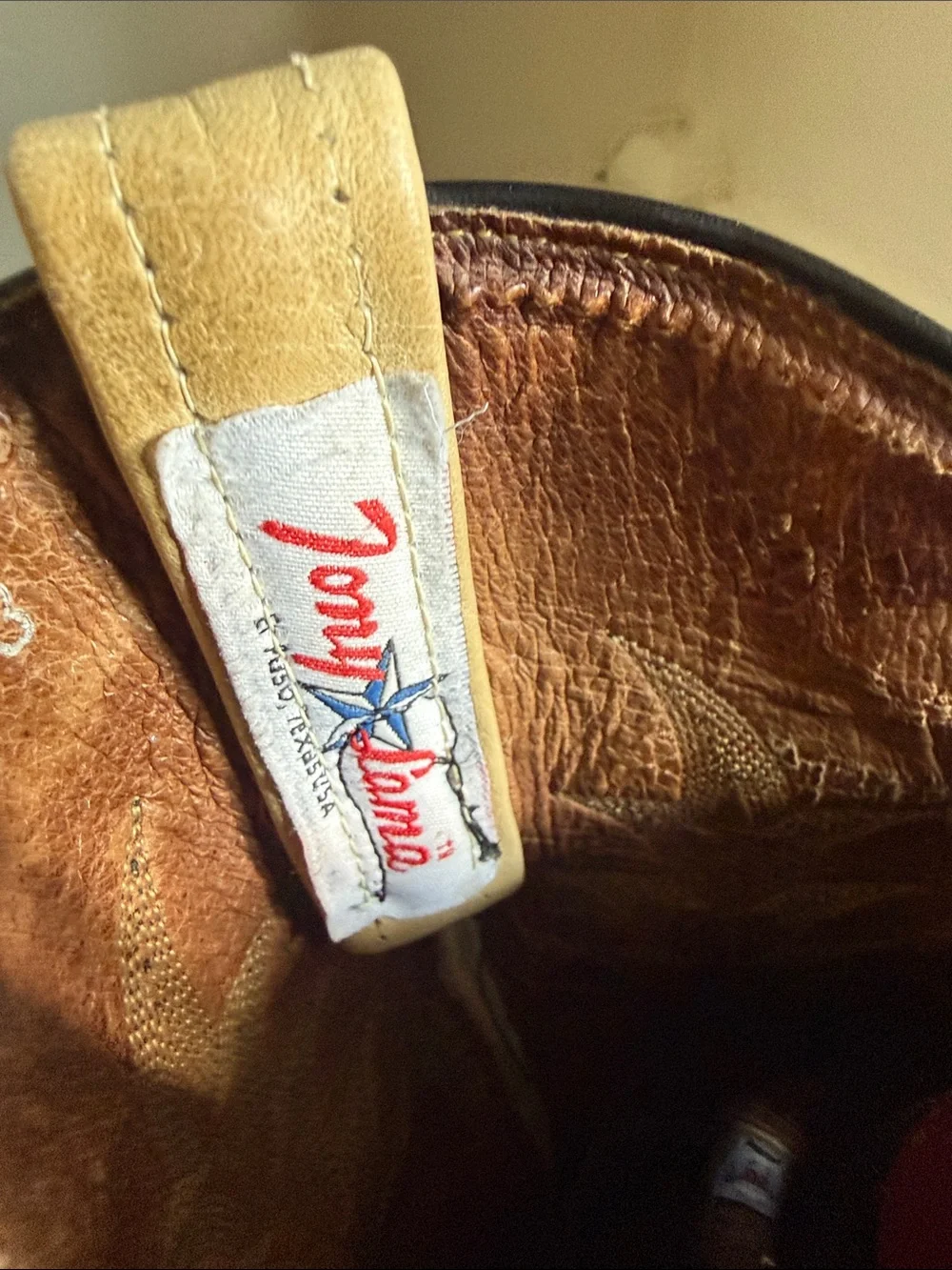 Vintage Tony Lama Two-Tone Tan and Black Western Cowboy Boots